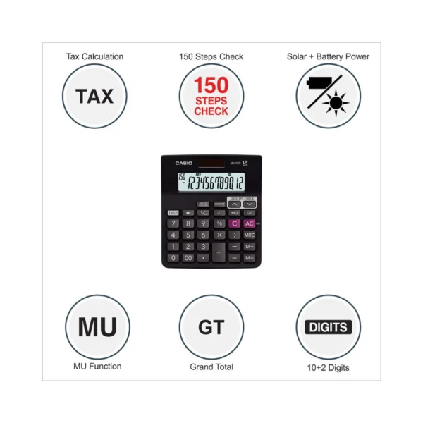 Casio MJ-12D BK Check & Correct Calculator