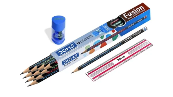 doms fusion pencil graphite writing pencil with eraser for school students