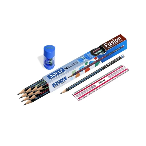 doms fusion pencil graphite writing pencil with eraser for school students