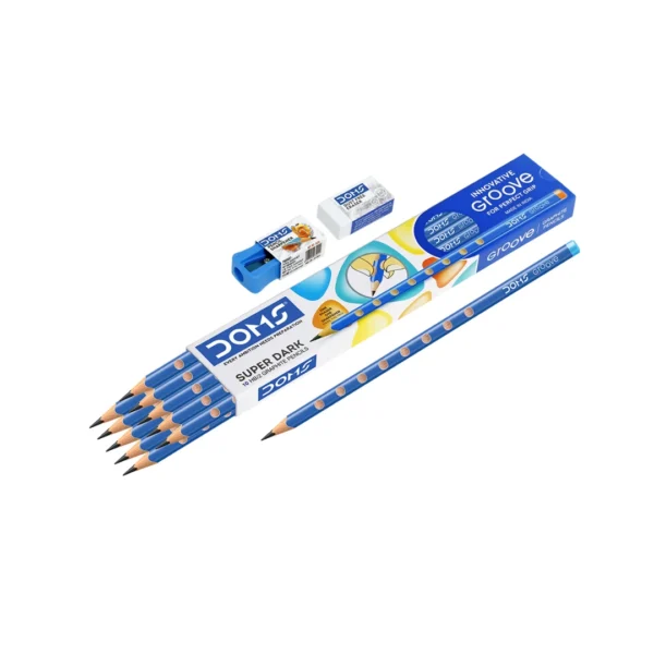 doms groove pencil graphite pencil with grooved grip for students