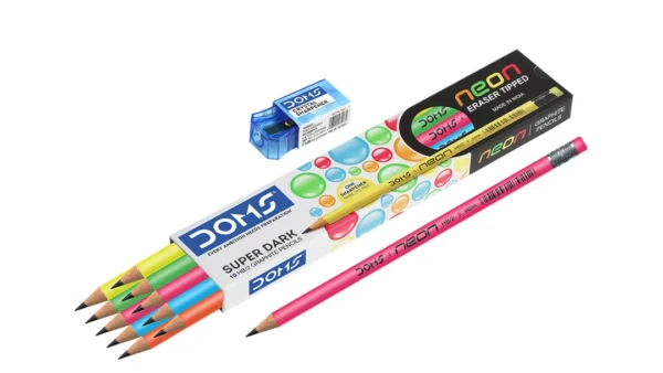 doms neon eraser tipped pencil graphite pencil with eraser for students