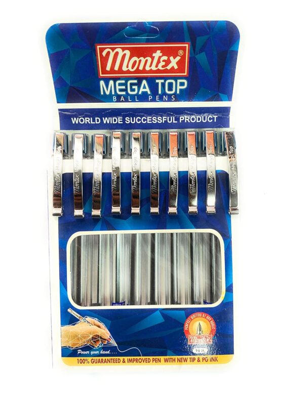 montex mega top ball pen smooth writing pen for students and office use